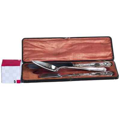 Набор столовых приборов Эгоист в футляре серебро 800 пр. 165,5 гр. Чехия сер. XIX в. Прага до 1867 г