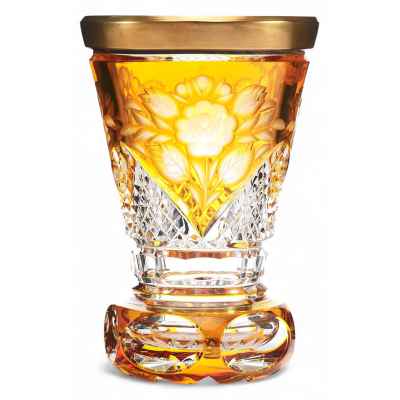 Стакан «ранфбехер» с рисунком жёлтый Богемия середина ХХ века