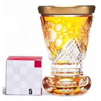 Стакан «ранфбехер» с рисунком жёлтый Богемия середина ХХ века