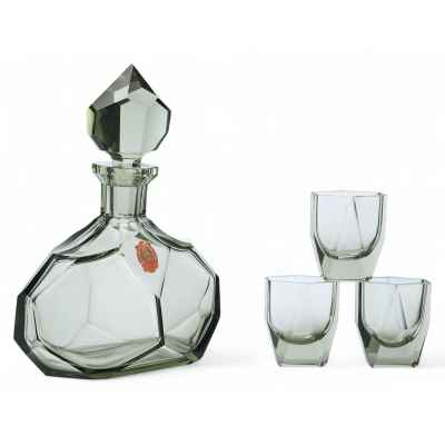 Набор для алкогольных напитков из цветного стекла Богемия первая половина XX века