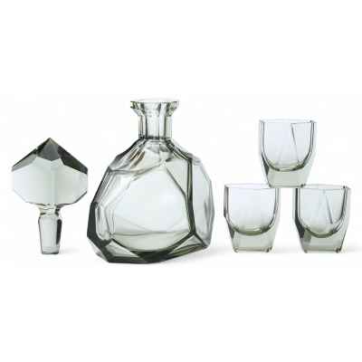 Набор для алкогольных напитков из цветного стекла Богемия первая половина XX века