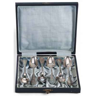 Набор чайных ложек серебро 800 пр. 155 гр. Австрия после 1872 г. Австро-Венгрия 