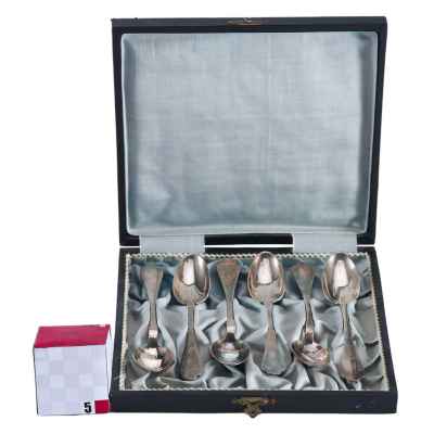 Набор чайных ложек серебро 800 пр. 155 гр. Австрия после 1872 г. Австро-Венгрия 