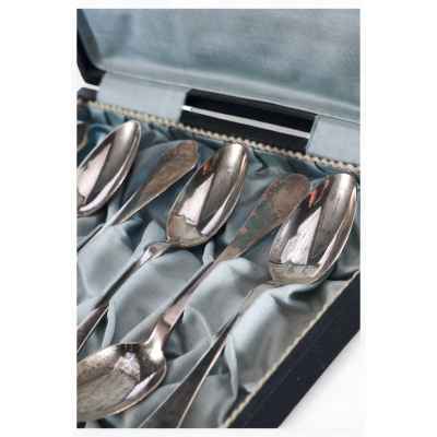 Набор чайных ложек серебро 800 пр. 155 гр. Австрия после 1872 г. Австро-Венгрия 