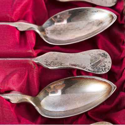 Набор чайных ложек серебро 800 пр. 202 гр. Австрия после 1872 г. Австрия, Вена после 1872 г