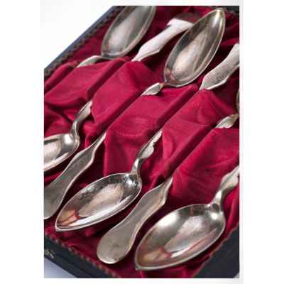 Набор чайных ложек серебро 800 пр. 202 гр. Австрия после 1872 г. Австрия, Вена после 1872 г