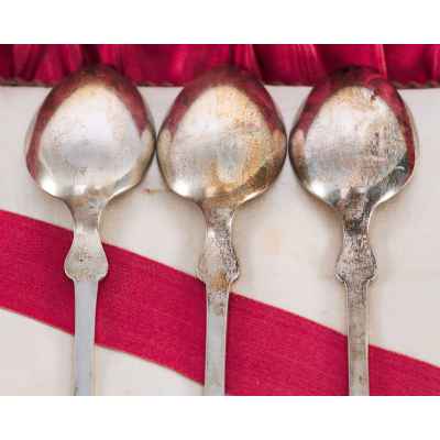 Набор чайных ложек серебро 800 пр. 202 гр. Австрия после 1872 г. Австрия, Вена после 1872 г