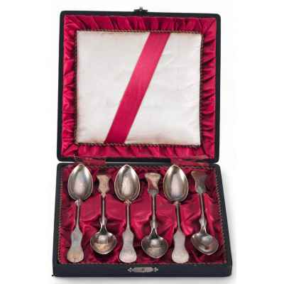 Набор чайных ложек серебро 800 пр. 202 гр. Австрия после 1872 г. Австрия, Вена после 1872 г