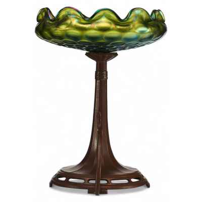 Ваза из цветного стекла с плавными краями Европа Начало XX века