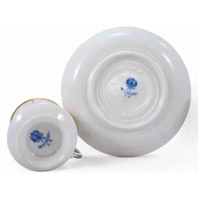 Чашка с блюдцем «В день ангела» Вербилки Дмитровский фарфоровый завод (Вербилки) Начало XX века