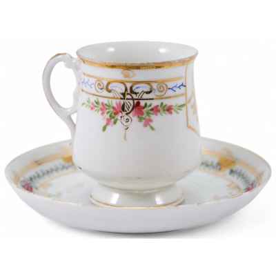 Чашка с блюдцем «В день ангела» Вербилки Дмитровский фарфоровый завод (Вербилки) Начало XX века