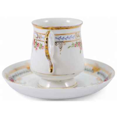 Чашка с блюдцем «В день ангела» Вербилки Дмитровский фарфоровый завод (Вербилки) Начало XX века