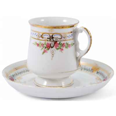 Чашка с блюдцем «В день ангела» Вербилки Дмитровский фарфоровый завод (Вербилки) Начало XX века