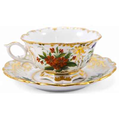 Чайная пара с изображением цветков Вена Середина XIX века