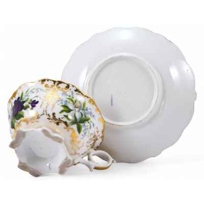 Чайная пара с изображением цветков Вена Середина XIX века