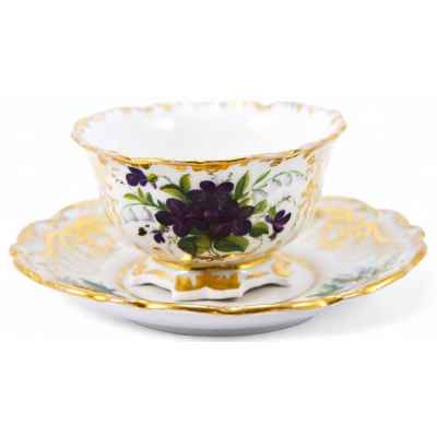 Чайная пара с изображением цветков Вена Середина XIX века