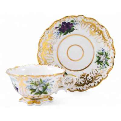 Чайная пара с изображением цветков Вена Середина XIX века