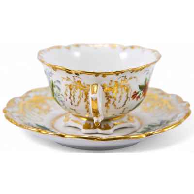 Чайная пара с изображением цветков Вена Середина XIX века