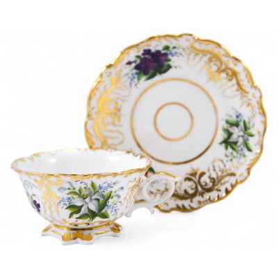 Чайная пара с изображением цветков Вена Середина XIX века