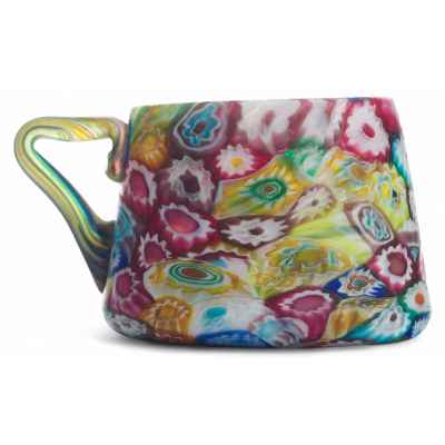 Чайная пара,  из цветного мозаичного муранского стекла Мурано конец XIX— начало XХ вв