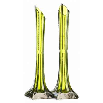 Парные вазы из зелёного стекла Россия Начало XX века