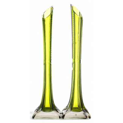 Парные вазы из зелёного стекла Россия Начало XX века