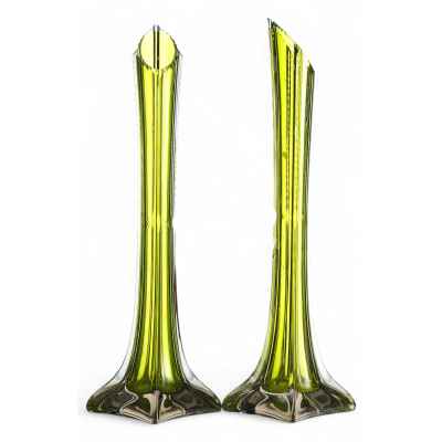 Парные вазы из зелёного стекла Россия Начало XX века