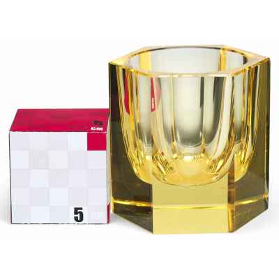 Ваза из толстого золотистого стекла. Богемия XX век