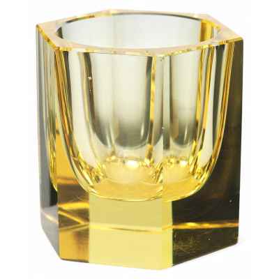 Ваза из толстого золотистого стекла. Богемия XX век