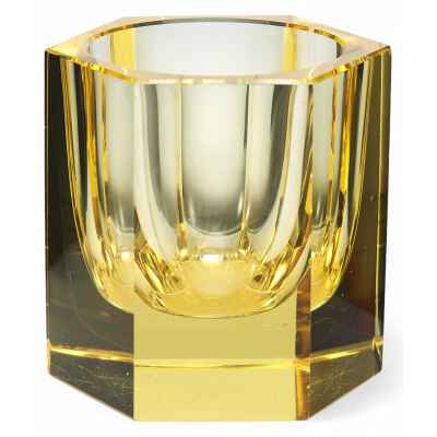 Ваза из толстого золотистого стекла. Богемия XX век