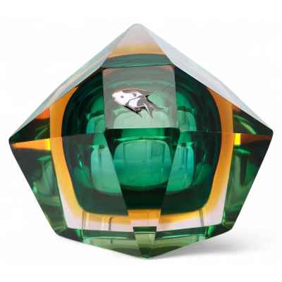 Ваза с морской рыбкой Богемия 1930-гг