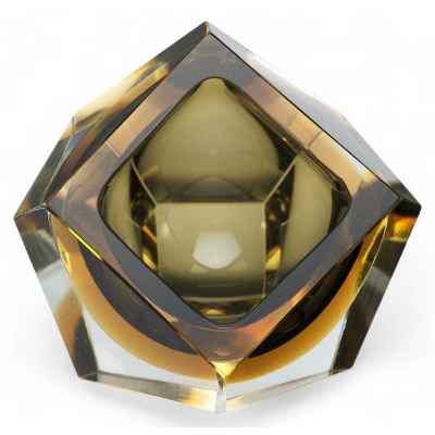 Ваза в стиле Ар Деко жёлтого цвета. Богемия 1920 - 1930-гг