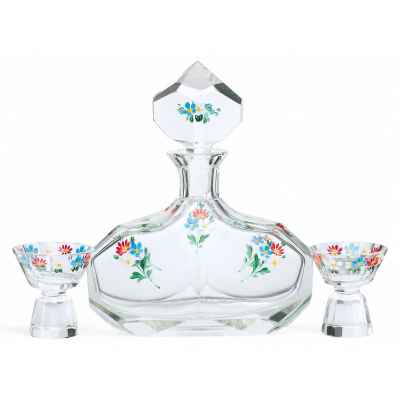 Набор для алкогольных напитков с цветочным декором Богемия 1930-гг