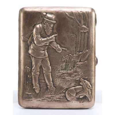 Портсигар «На охоте» Москва, Россия 1908-1926 гг