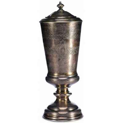 Кубок в Русском стиле серебро 84 пр. золочение, штихель 427 гр. Иконников 1881 г. Москва 1881