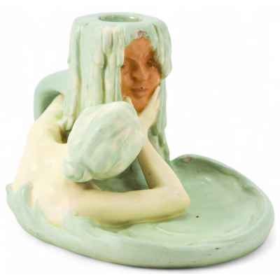 Подсвечник «Водяная нимфа» фабрика А, Фёрстера, Австро-Венгрия до 1906 г