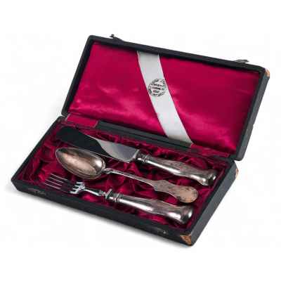 Набор столовых приборов Эгоист серебро 800 пр. Adolf Zimmer Австрия кон. XIX в. Вена, Австро-Венгрия конец XIX - начало XX вв