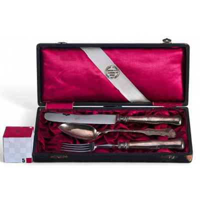 Набор столовых приборов Эгоист серебро 800 пр. Adolf Zimmer Австрия кон. XIX в. Вена, Австро-Венгрия конец XIX - начало XX вв