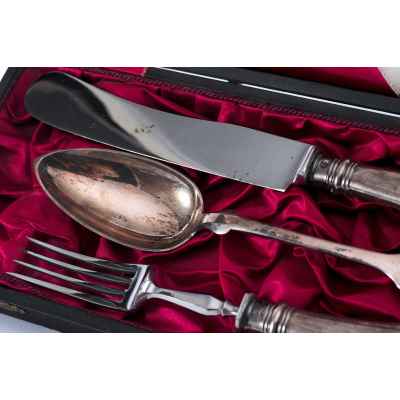 Набор столовых приборов Эгоист серебро 800 пр. Adolf Zimmer Австрия кон. XIX в. Вена, Австро-Венгрия конец XIX - начало XX вв