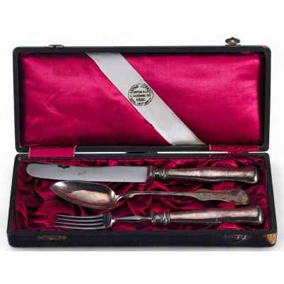 Набор столовых приборов Эгоист серебро 800 пр. Adolf Zimmer Австрия кон. XIX в. Вена, Австро-Венгрия конец XIX - начало XX вв