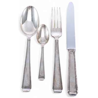 Набор столовых приборов Эгоист в оригинальном футляре серебро 800 пр. Германия нач. ХХ в. Германия конец 1910-х - 1940-е гг