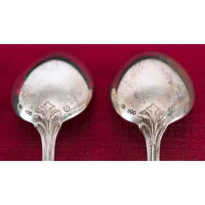 Набор чайных ложек серебро 800 пр. 165,5 гр. Австрия после 1922 г. Вена (Австрия) после 1922 г