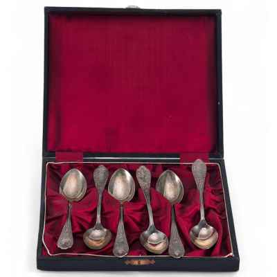 Набор чайных ложек серебро 800 пр. 165,5 гр. Австрия после 1922 г. Вена (Австрия) после 1922 г