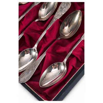 Набор чайных ложек серебро 800 пр. 165,5 гр. Австрия после 1922 г. Вена (Австрия) после 1922 г