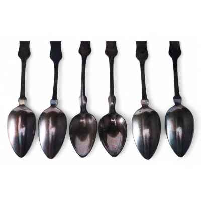 Набор чайных ложек серебро 800 пр. 135,4 гр. Австрия 1873-1922 гг. Вена (Австрия) 1873-1922 гг