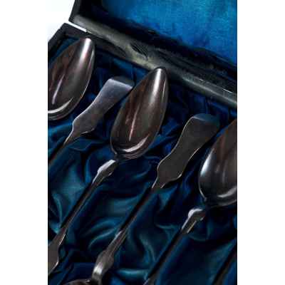 Набор чайных ложек серебро 800 пр. 135,4 гр. Австрия 1873-1922 гг. Вена (Австрия) 1873-1922 гг