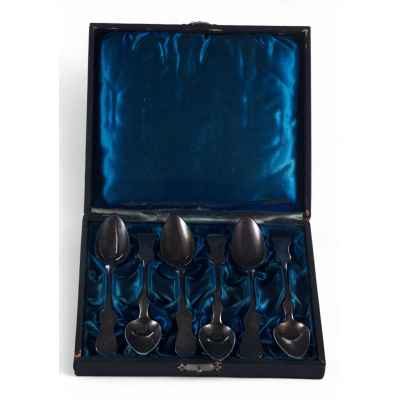 Набор чайных ложек серебро 800 пр. 135,4 гр. Австрия 1873-1922 гг. Вена (Австрия) 1873-1922 гг