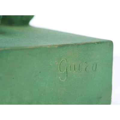 Скульптурная композиция Девушка с козленком Ар Деко скульпт. J. C. Guero Европа Начало XX века