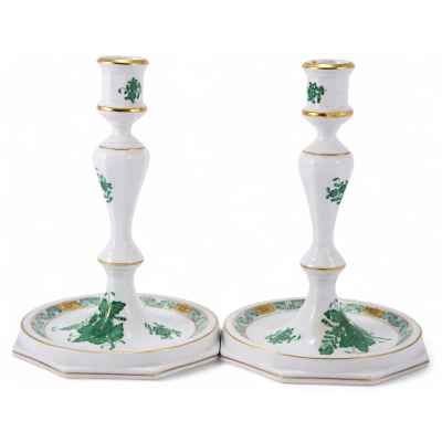 Парные подсвечники «Apponyi Vert». Херенд, Венгрия 1960-е -1986 гг