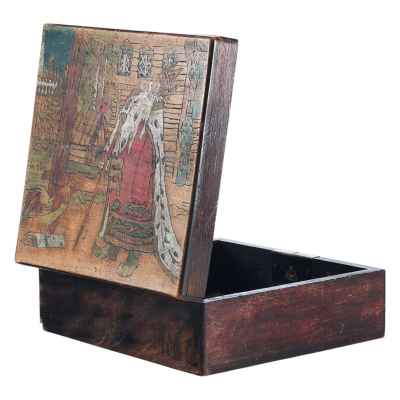 Шкатулка по иллюстрации Билибина «Жил-был царь ...». Сергиев-Посад начало ХХ века